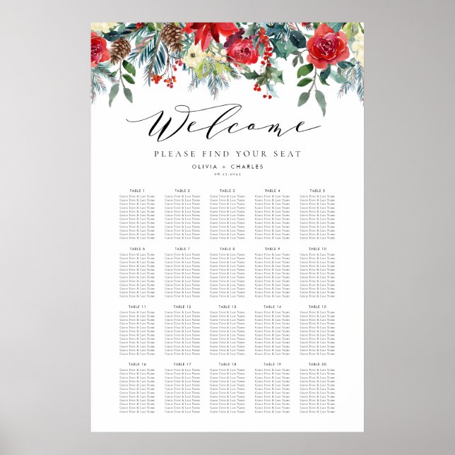 Poster Gráfico de Casamento de Casamento de Winter Blooms (Frente)
