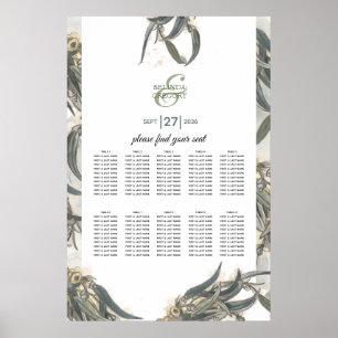 Poster Gráfico de Casamento de Casamento Eucalyptus Water