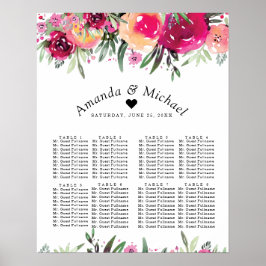 Poster Gráfico de Casamento de Casamento Rosa-Floral