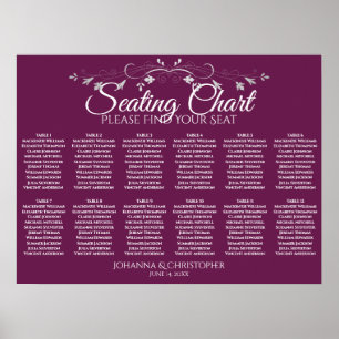 Poster Gráfico de Casamento de Casamentos de Mesas Roxo