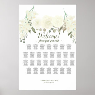 Poster Gráfico de Casamento de Casamentos de Rosas Branca