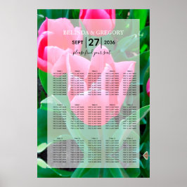 Poster Gráfico de Casamento de Casamentos de Tulipas Rosa