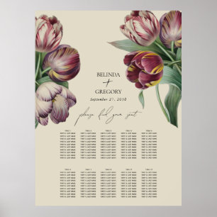 Poster Gráfico de Casamento de Casamentos de Tulipas Roxa