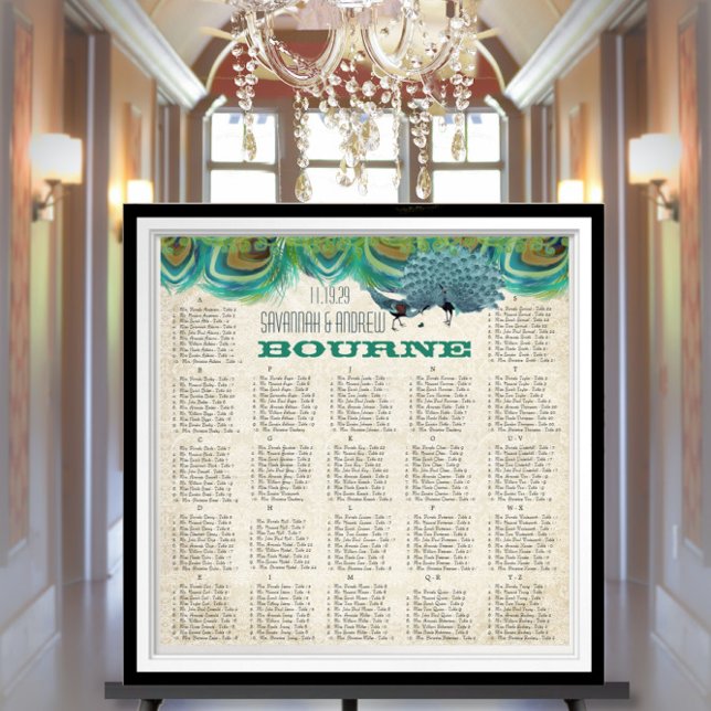 Pôster Gráfico de Casamento de Casas de Penas de Peacock  (To see frame pricing, please enter your frame and mat options.)