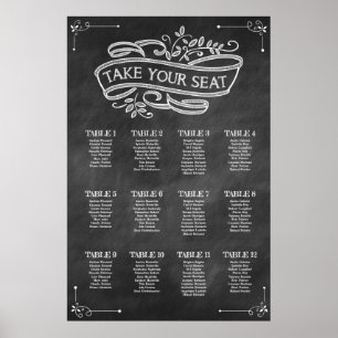 Poster Gráfico de Casamento de Chalkboard Leva seu assent