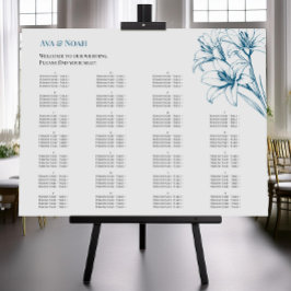 Pôster Gráfico de Casamento de Contorno da Lily Azul