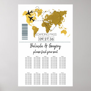 Poster Gráfico de Casamento de Destino de Embarque