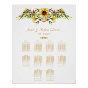 Pôster Gráfico de Casamento de Flores de Verão Decorativa