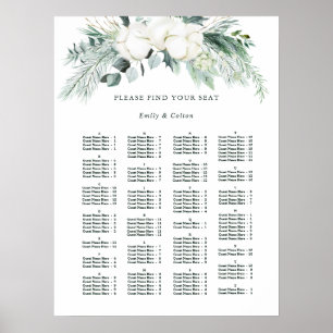 Poster Gráfico de Casamento de Flores Evergreen & Cotton