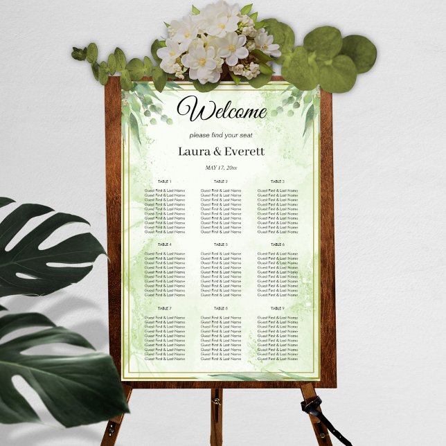 Poster Gráfico de Casamento de Folhagem Verde Eucalyptus (Criador carregado)