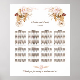 Poster Gráfico de Casamento de Grama de Flores de Blush