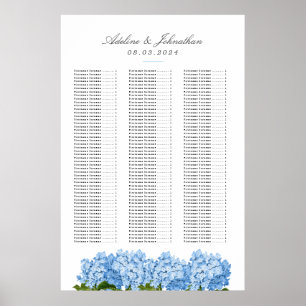 Poster Gráfico de Casamento de Hydrangea Azul
