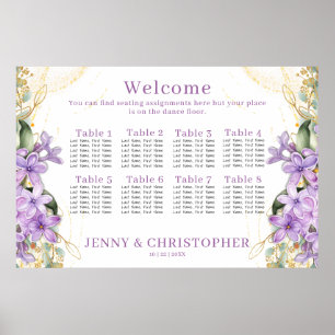 Poster Gráfico de Casamento de Lilac Roxo