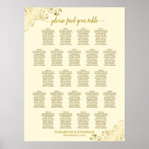 Poster Gráfico de Casamento de Mesa 22 Amigos Dourados