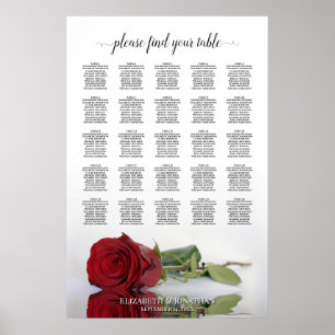 Poster Gráfico de Casamento de Mesa 25 Rosa vermelha