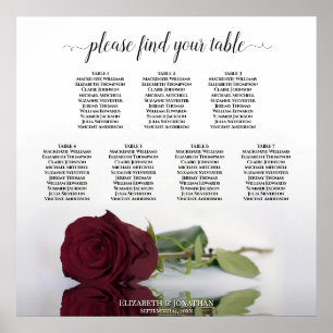 Poster Gráfico de Casamento de Mesa da Rosa vermelha 7 da
