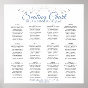 Poster Gráfico de Casamento de Mesas 12 Azul Elegante e C