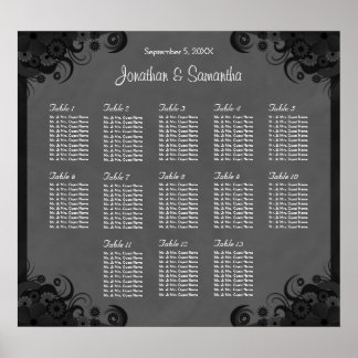 Pôster Gráfico de Casamento de Mesas 13 Cinzas de Casamen