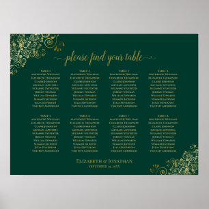 Poster Gráfico de Casamento de Mesas Emerald Green & Dou