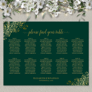 Poster Gráfico de Casamento de Mesas Emerald Green Doura