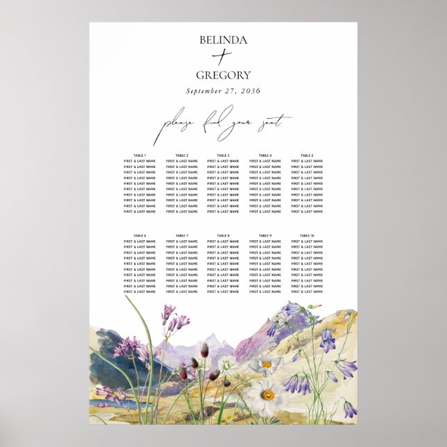 Poster Gráfico de Casamento de Montanha de Flores Selvage (Frente)
