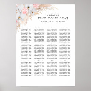 Poster Gráfico de Casamento de Orquídeas Brancas Pampas