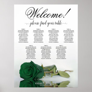Poster Gráfico de Casamento de Rosa Verde Emerald Mesa