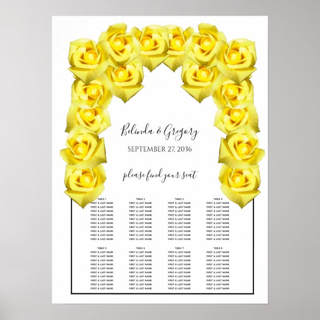 Poster Gráfico de Casamento de Rosas Amarelas (Frente)