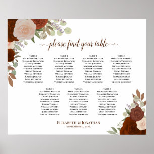 Poster Gráfico de Casamento de Rosas Laranja Mesas