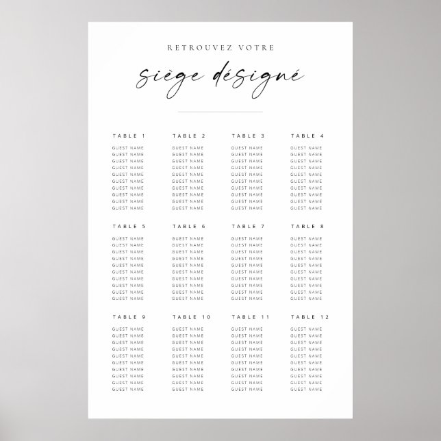 Poster Gráfico de Casamento de Script Moderno Chic | Fran (Frente)