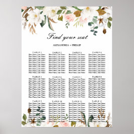 Poster Gráfico de Casamento de Watercolor Magnolia