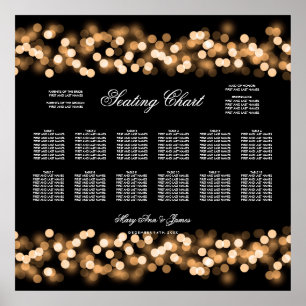 Pôster Gráfico de Casamento Dourado Glam Hollywood