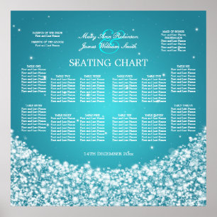 Poster Gráfico de Casamento Elegante Azul Espelho Estrela