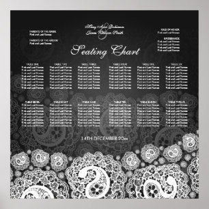 Pôster Gráfico de Casamento Elegante Paisley Lace Black