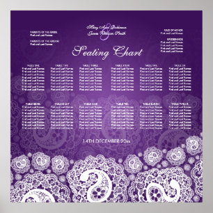 Pôster Gráfico de Casamento Elegante Paisley Lace Purple