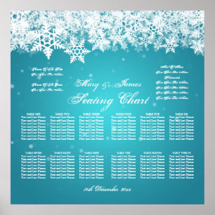 Poster Gráfico de Casamento Elegante Turquesa de inverno