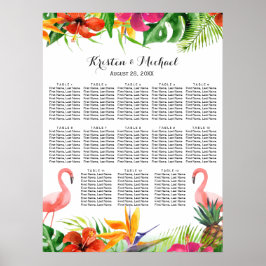 Pôster Gráfico de Casamento | Flamingo Tropical