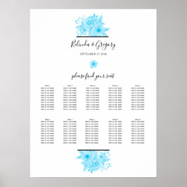 Poster Gráfico de Casamento Floral de Cor Azul