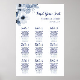 Poster Gráfico de Casamento Floral de Dusty Blue