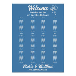 Pôster Gráfico de Casamento Floral Floral de Aço Clássico