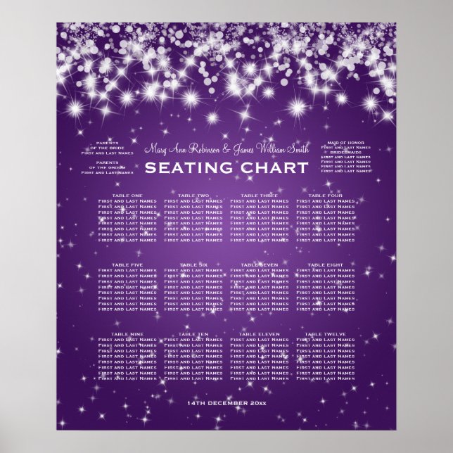 Pôster Gráfico de Casamento Gráfico de Inverso Roxo de In (Frente)