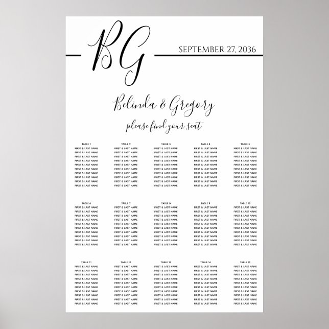 Poster Gráfico de Casamento Minimalista Preto e Branco (Frente)