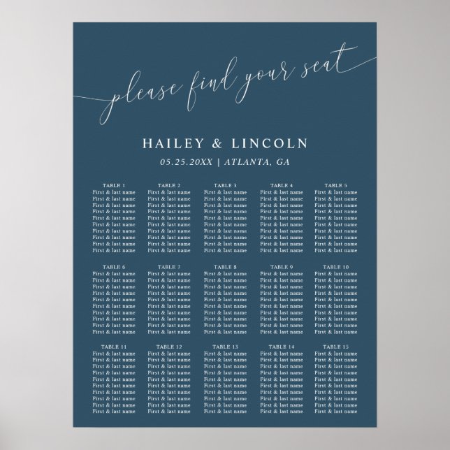 Poster Gráfico de Casamento Mínimo Teal (Frente)