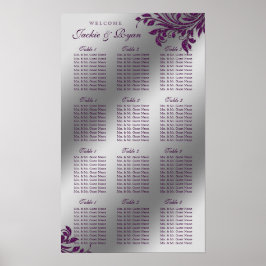 Poster Gráfico de Casamento Prata Roxo Deixa Esparto