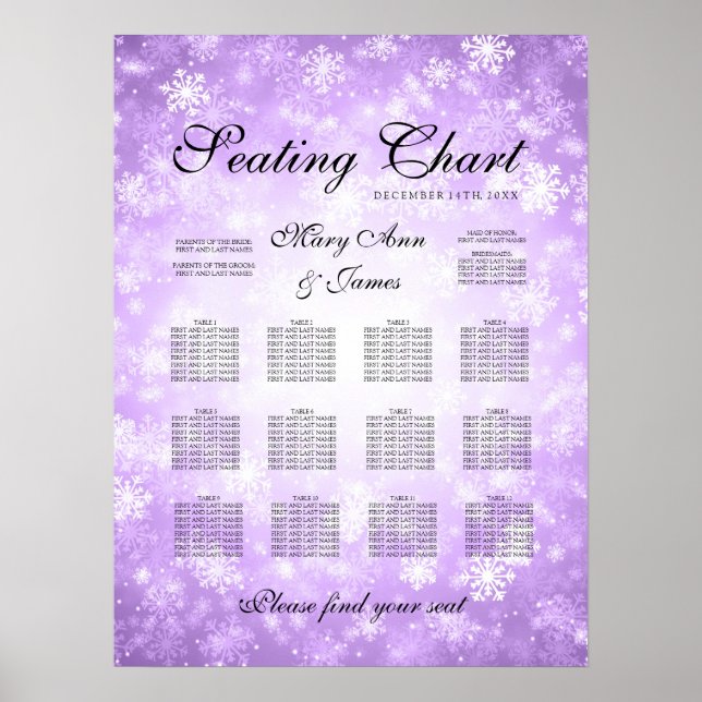 Poster Gráfico de Casamento Purple Winter Wonderland (Frente)