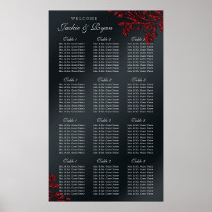 Poster Gráfico De Casamento Silver Red Deixa Sparkle Bl