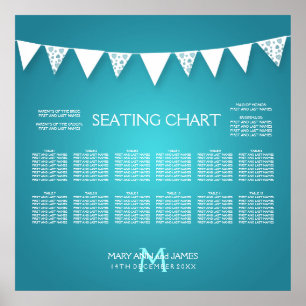 Pôster Gráfico de Casamento Turquesa de Cozedação