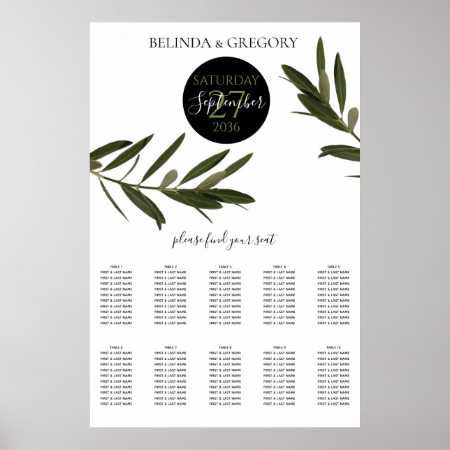 Poster Gráfico de Casamento Verde de Oliveira (Frente)