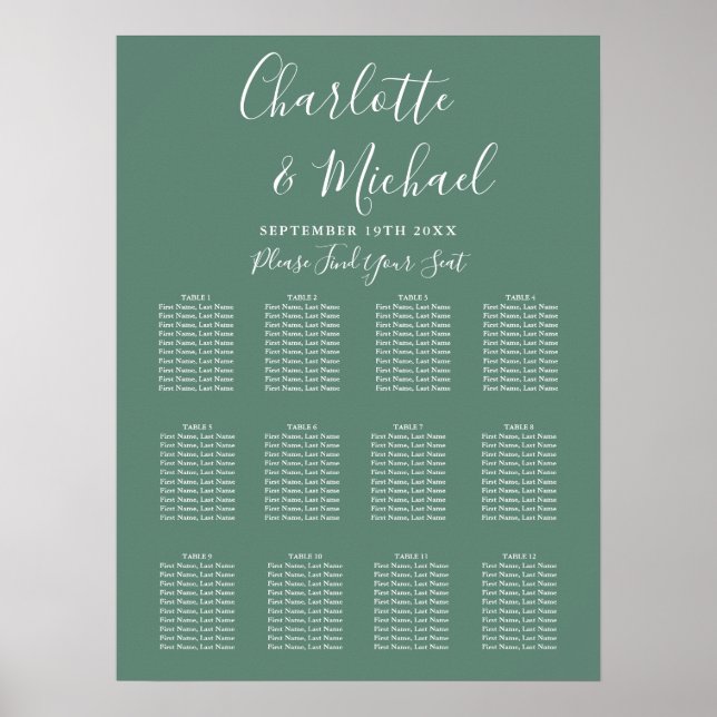 Poster Gráfico de Casamento Verde Eucalyptus Moderno (Frente)