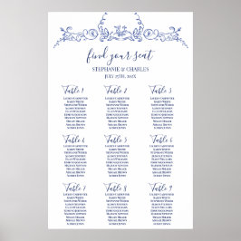 Poster Gráfico de Casamento Vitoriano Azul